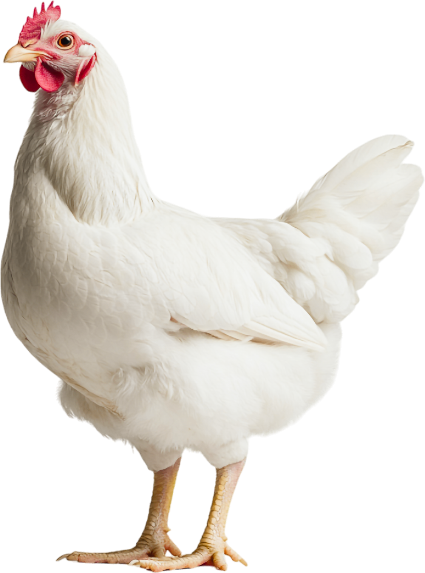 Galinha branca representando a produção de aves em aviários